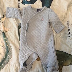 Janie and Jack Quilted Blue Baby Onesie